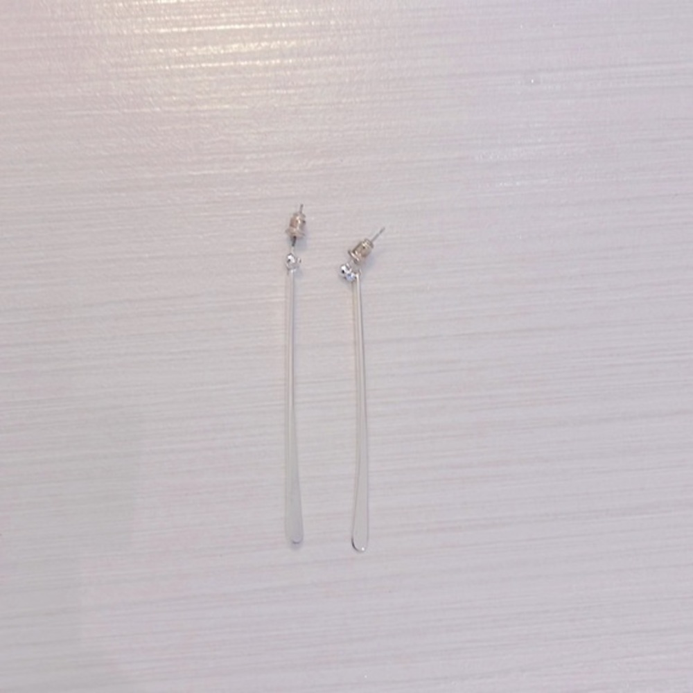 Long silver costume jewelry, earrings